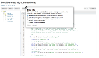 Adding a Diazo rule using the new theme editor.