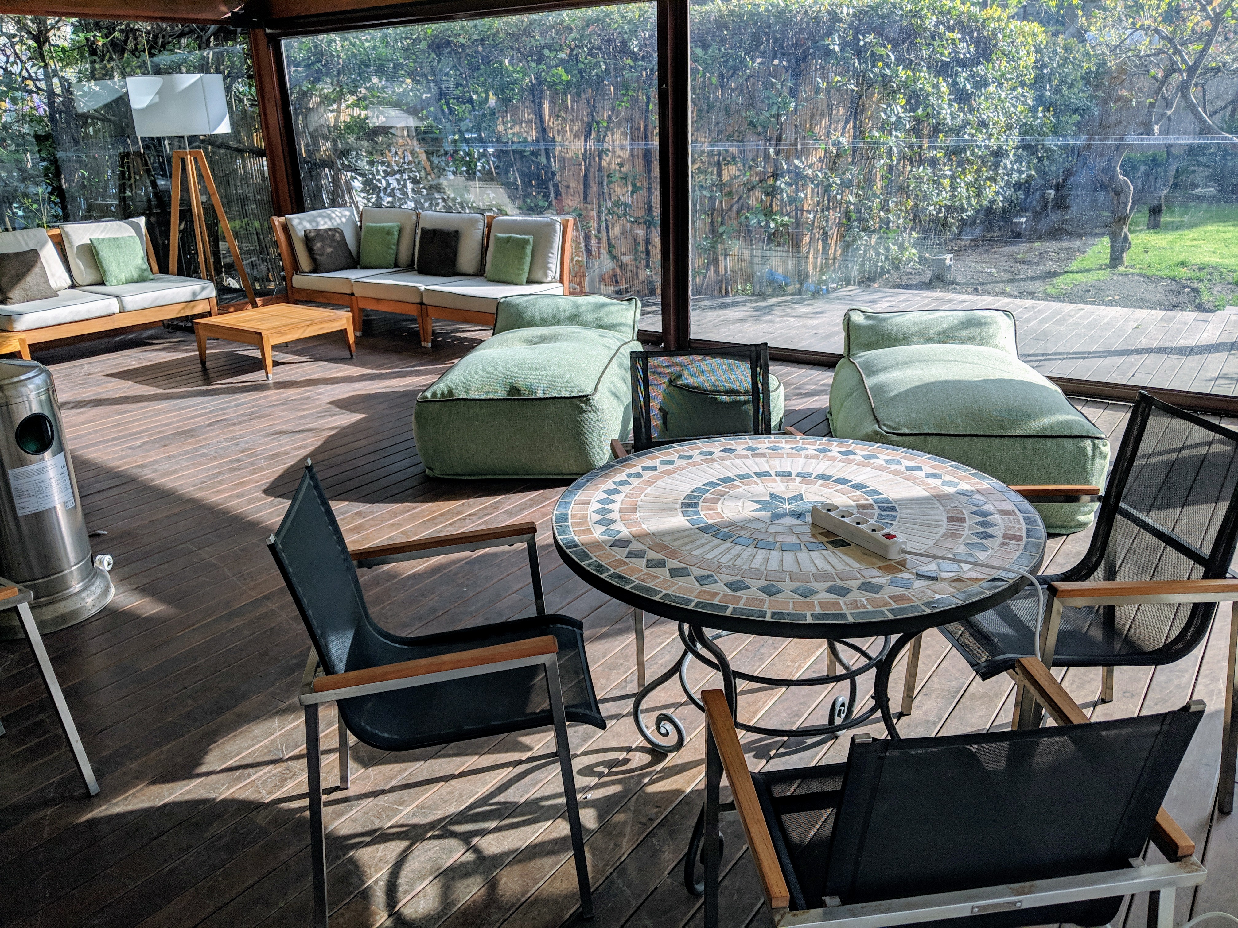 Lounges in the gazebo at the Hotel Mediterraneo